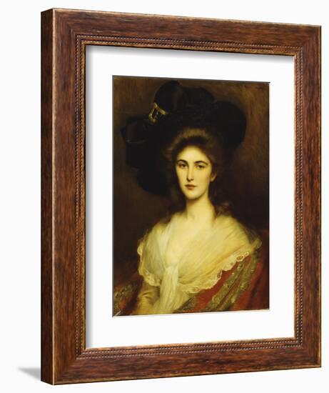 Portrait of an Elegant Lady in a Black Hat-Albert Lynch-Framed Giclee Print