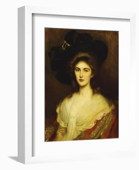 Portrait of an Elegant Lady in a Black Hat-Albert Lynch-Framed Giclee Print