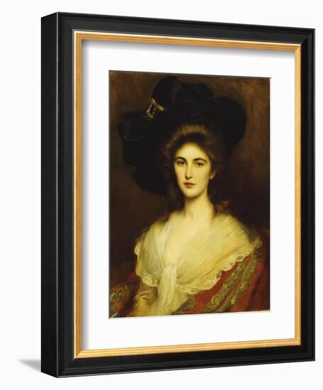 Portrait of an Elegant Lady in a Black Hat-Albert Lynch-Framed Giclee Print