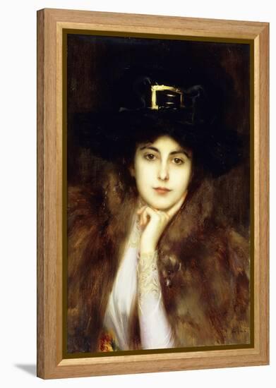 Portrait of an Elegant Lady-Albert Lynch-Framed Premier Image Canvas