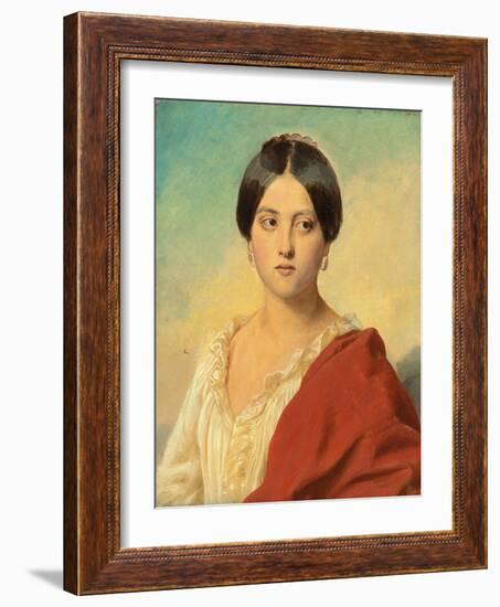 Portrait of an Italian Girl, Half Length, C.1834-Franz Xaver Winterhalter-Framed Giclee Print