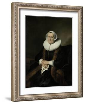 Portrait of an Old Lady, Possibly Elisabeth Bas-Ferdinand Bol-Framed Art Print