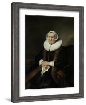 Portrait of an Old Lady, Possibly Elisabeth Bas-Ferdinand Bol-Framed Art Print