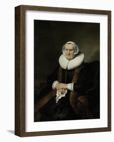 Portrait of an Old Lady, Possibly Elisabeth Bas-Ferdinand Bol-Framed Art Print