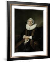 Portrait of an Old Lady, Possibly Elisabeth Bas-Ferdinand Bol-Framed Art Print