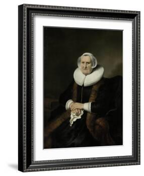 Portrait of an Old Lady, Possibly Elisabeth Bas-Ferdinand Bol-Framed Art Print