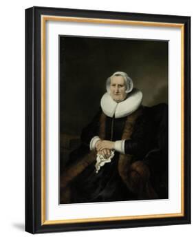 Portrait of an Old Lady, Possibly Elisabeth Bas-Ferdinand Bol-Framed Art Print