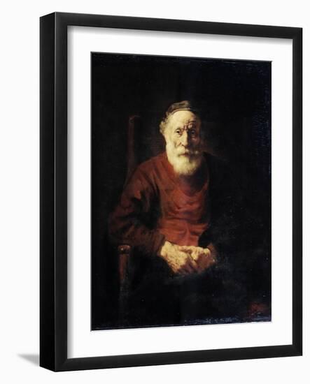 Portrait of an Old Man in Red, 1652-1654-Rembrandt van Rijn-Framed Premium Giclee Print