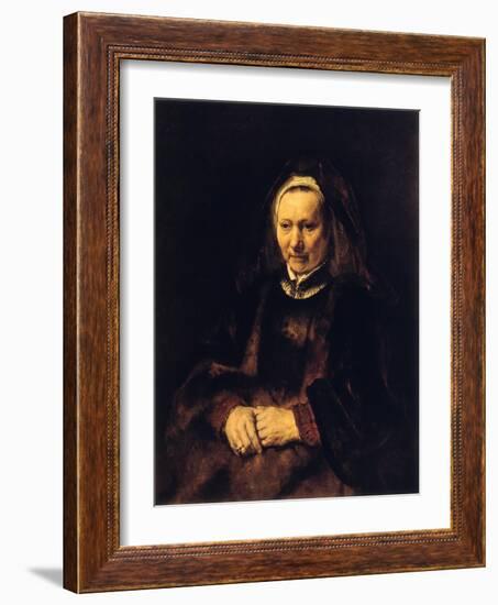 Portrait of an Old Woman, 17th Century-Rembrandt van Rijn-Framed Giclee Print