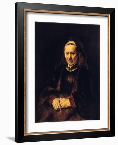 Portrait of an Old Woman, 17th Century-Rembrandt van Rijn-Framed Giclee Print