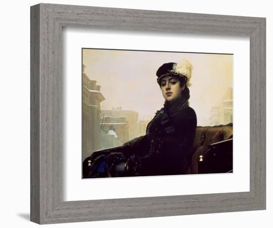 Portrait of an Unknown Woman-Ivan Nikolaevich Kramskoy-Framed Premium Giclee Print