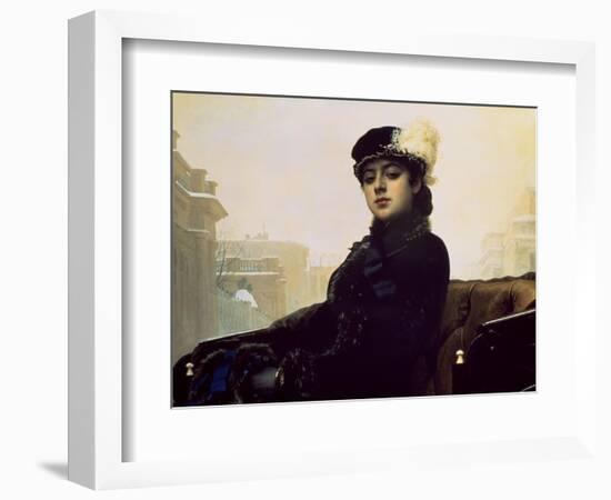 Portrait of an Unknown Woman-Ivan Nikolaevich Kramskoy-Framed Premium Giclee Print