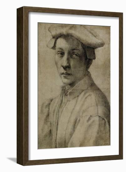 Portrait of Andrea Quaratesi, Around 1532, Black Chalk on Paper-Michelangelo Buonarroti-Framed Giclee Print