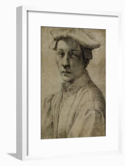 Portrait of Andrea Quaratesi, Around 1532, Black Chalk on Paper-Michelangelo Buonarroti-Framed Giclee Print