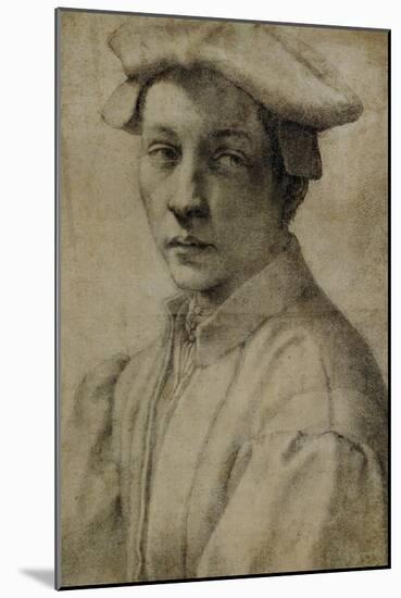 Portrait of Andrea Quaratesi, Around 1532, Black Chalk on Paper-Michelangelo Buonarroti-Mounted Giclee Print