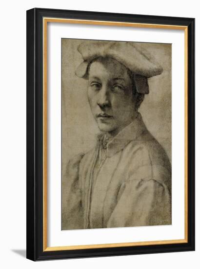 Portrait of Andrea Quaratesi, Around 1532, Black Chalk on Paper-Michelangelo Buonarroti-Framed Giclee Print