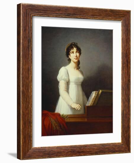 Portrait of Angelica Catalani, Three-Quarter Length, Wearing a White Dress, Singing at a Pianoforte-Elisabeth Louise Vigee-LeBrun-Framed Giclee Print