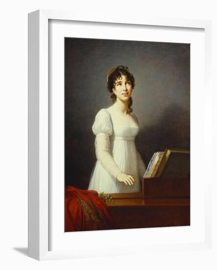 Portrait of Angelica Catalani, Three-Quarter Length, Wearing a White Dress, Singing at a Pianoforte-Elisabeth Louise Vigee-LeBrun-Framed Giclee Print