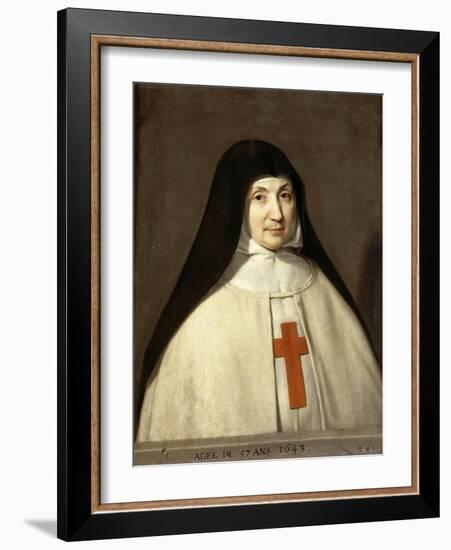 Portrait of Angélique Arnauld (1591-166), Abbess of the Abbey of Port-Royal-Philippe De Champaigne-Framed Giclee Print