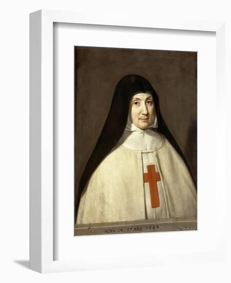 Portrait of Angélique Arnauld (1591-166), Abbess of the Abbey of Port-Royal-Philippe De Champaigne-Framed Giclee Print