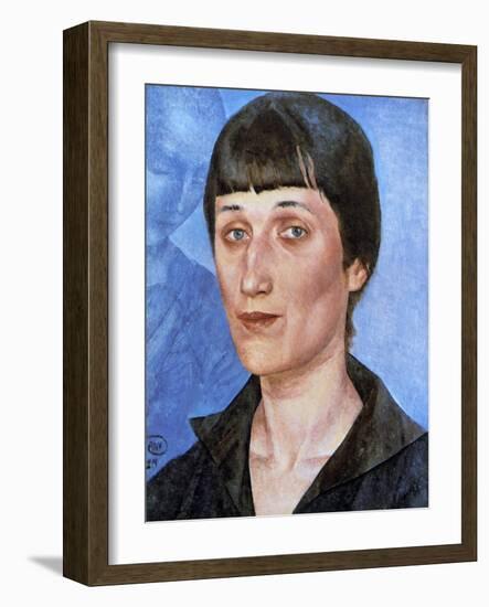 Portrait of Anna Akhmatova, 1922-Kuz'ma Petrov-Vodkin-Framed Giclee Print