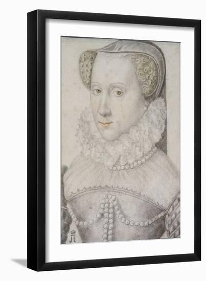 Portrait of Anna (Anne) D'este (1531-1607), Duchess of Nemours, Anonymous. Black Chalk and Sanguine-Unknown Artist-Framed Giclee Print