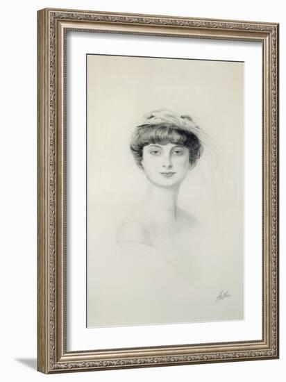 Portrait of Anna de Noailles (1876-1933)-Paul Cesar Helleu-Framed Giclee Print