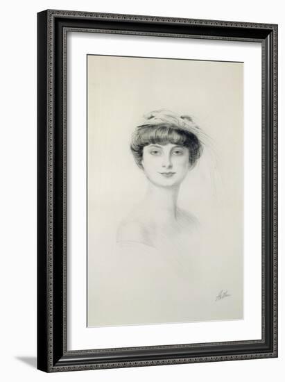 Portrait of Anna de Noailles (1876-1933)-Paul Cesar Helleu-Framed Giclee Print