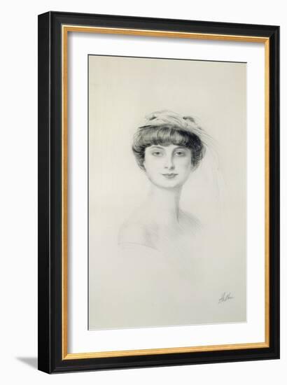 Portrait of Anna de Noailles (1876-1933)-Paul Cesar Helleu-Framed Giclee Print