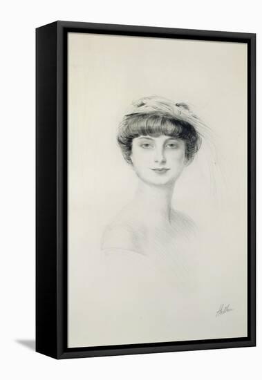 Portrait of Anna de Noailles (1876-1933)-Paul Cesar Helleu-Framed Premier Image Canvas