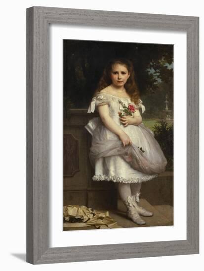 Portrait of Anna Mounteney Jephson, Full Length, Wearing a White Dress on an Terrace-William Adolphe Bouguereau-Framed Giclee Print