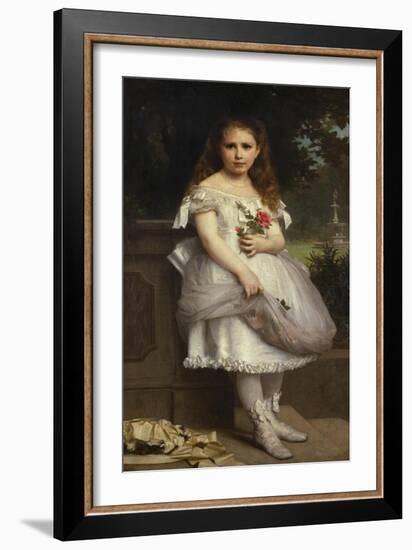 Portrait of Anna Mounteney Jephson, Full Length, Wearing a White Dress on an Terrace-William Adolphe Bouguereau-Framed Giclee Print