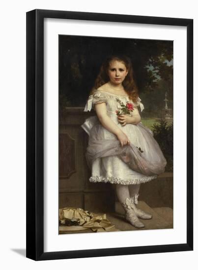 Portrait of Anna Mounteney Jephson, Full Length, Wearing a White Dress on an Terrace-William Adolphe Bouguereau-Framed Giclee Print