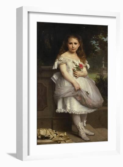 Portrait of Anna Mounteney Jephson, Full Length, Wearing a White Dress on an Terrace-William Adolphe Bouguereau-Framed Giclee Print