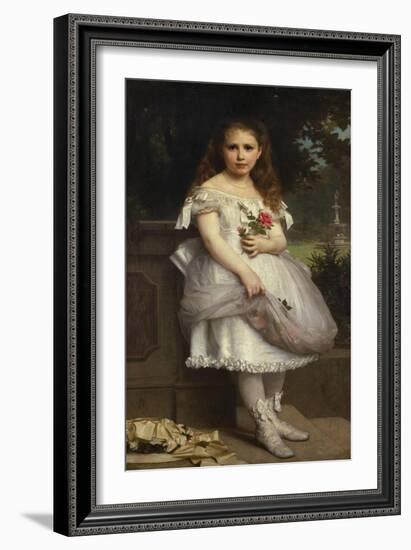 Portrait of Anna Mounteney Jephson, Full Length, Wearing a White Dress on an Terrace-William Adolphe Bouguereau-Framed Giclee Print