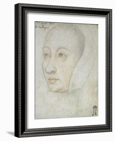 Portrait of Anne of Brittany (1477-1514), 15Th Century (Black Chalk and Sanguine on Paper)-Jean Bourdichon-Framed Giclee Print