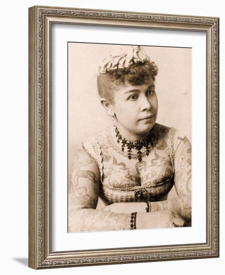 Portrait of Annie Howard the Tattooed Lady, C.1898-Charles Eisenmann-Framed Photographic Print