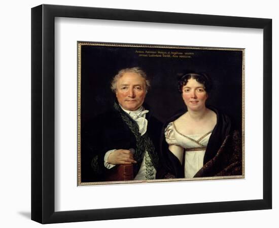 Portrait of Antoine Mongez (1747-1835) Archeologist and His Wife Angelique (1775-1855) Painter Anto-Jacques Louis David-Framed Giclee Print