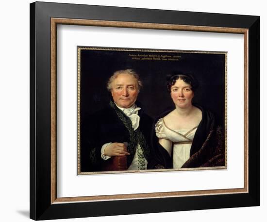 Portrait of Antoine Mongez (1747-1835) Archeologist and His Wife Angelique (1775-1855) Painter Anto-Jacques Louis David-Framed Giclee Print