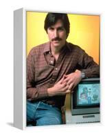 Portrait of Apple Co Founder Steve Jobs Posing with Apple Ii Computer-Ted Thai-Framed Premier Image Canvas
