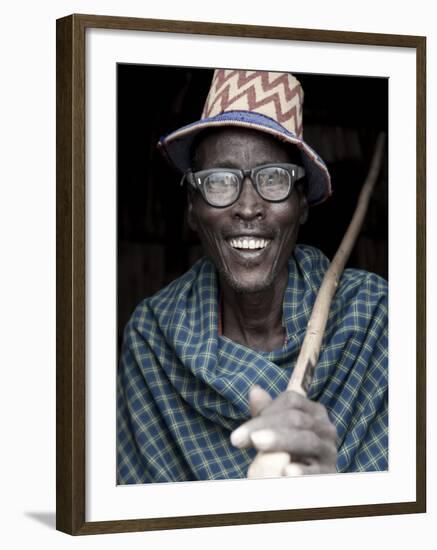 Portrait of Arbore Man, Omo Valley, Ethiopia-Peter Adams-Framed Photographic Print