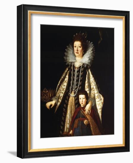 Portrait of Archduchess Maria Maddalena of Austria with Her Son Ferdinand Ii, 1622-23-Justus Sustermans-Framed Giclee Print