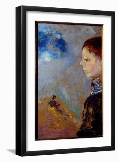 Portrait of Ari Redon (1889-1972) on the Marine Pass (Son of the Artist). Painting by Odilon Redon-Odilon Redon-Framed Giclee Print