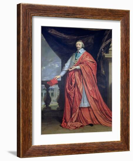 Portrait of Armand-Jean Du Plessis, Cardinal Richelieu-Philippe De Champaigne-Framed Giclee Print