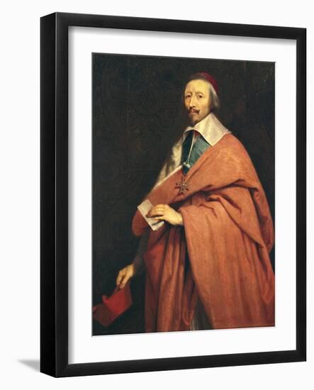 Portrait of Armand-Jean Du Plessis, Cardinal Richelieu-Philippe De Champaigne-Framed Art Print
