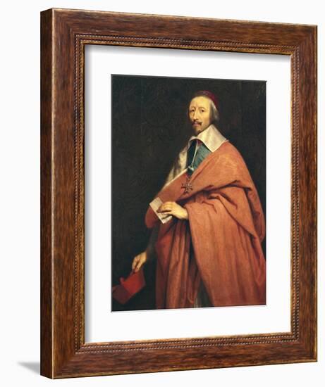 Portrait of Armand-Jean Du Plessis, Cardinal Richelieu-Philippe De Champaigne-Framed Art Print