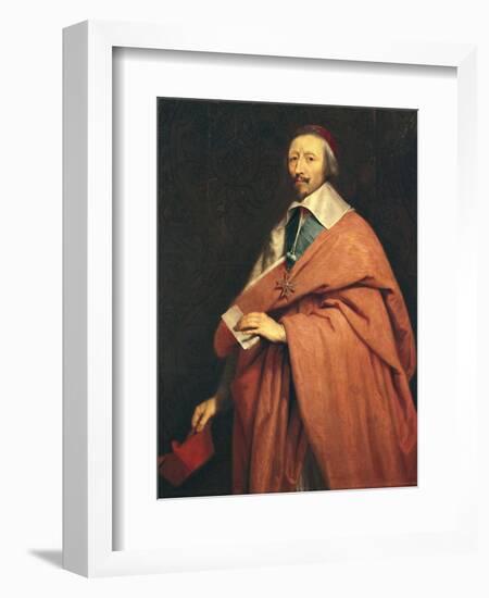 Portrait of Armand-Jean Du Plessis, Cardinal Richelieu-Philippe De Champaigne-Framed Art Print