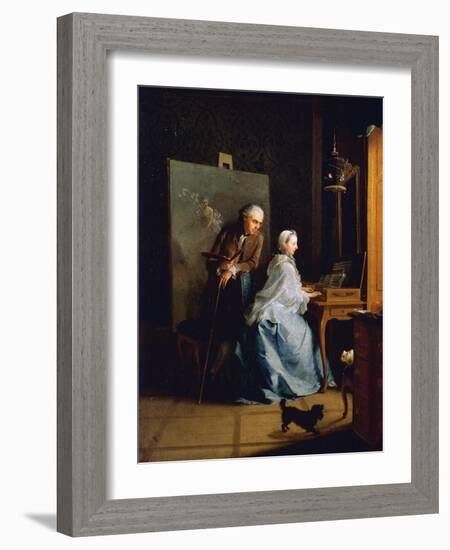 Portrait of Artist and His Wife at Spinet-Johann Heinrich Tischbein-Framed Giclee Print