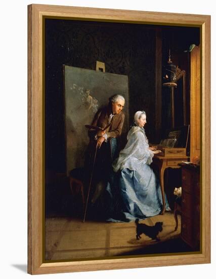 Portrait of Artist and His Wife at Spinet-Johann Heinrich Tischbein-Framed Premier Image Canvas