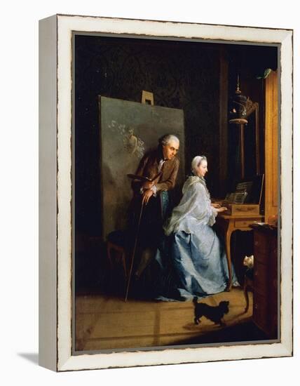 Portrait of Artist and His Wife at Spinet-Johann Heinrich Tischbein-Framed Premier Image Canvas